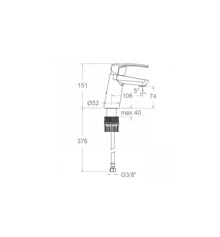 Grifo Lavabo Inclinado New Fly Tool Free S2 Negro